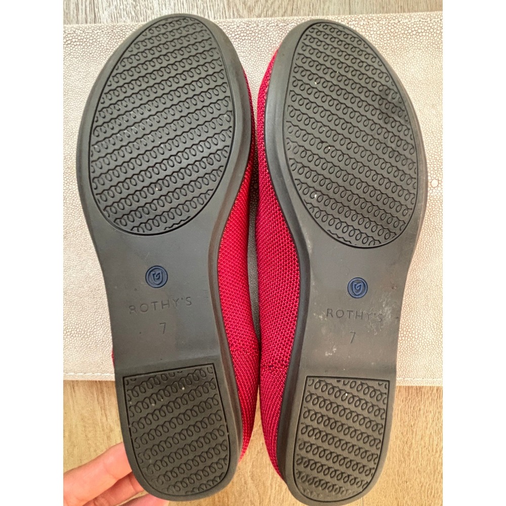 ROTHY'S The Loafer Chili Red Knit Sustainable Flats Shoes Women's Size 7 - Picture 7 of 8
